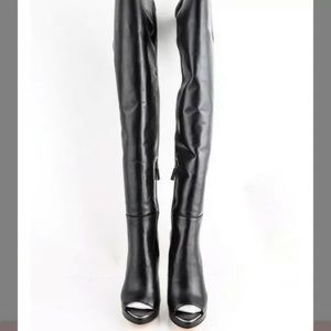 HERVE LEGER Leather Black Boots Size 7.5/8 1000$